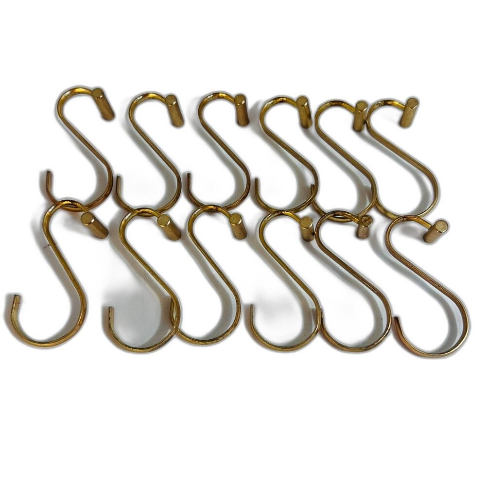 #8353 S SHAPE SHOWER CURTAIN HOOKS BRASS COLOR